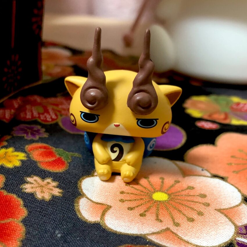 annoyed bag blue_eyes flower highres komajirou looking_at_viewer real_life youkai_watch