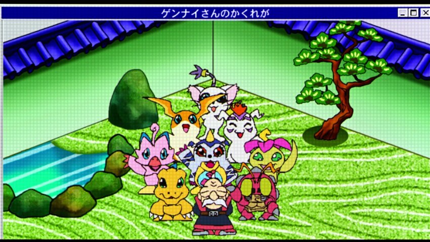 agumon anime_screenshot bird bug cat digimon digimon_(creature) digimon_adventure digimon_adventure:_bokura_no_war_game gabumon gennai gomamon palmon patamon petals piyomon tailmon tentomon wings
