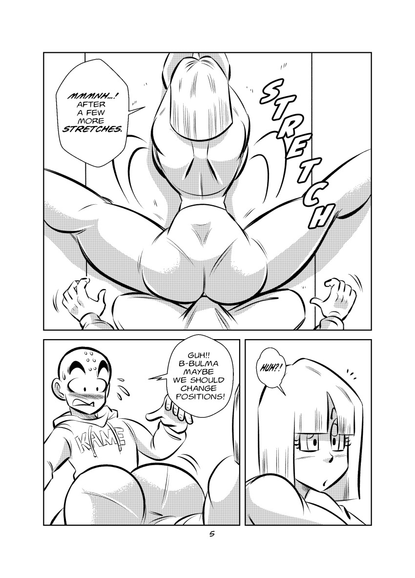1boy 1girl absurdres ass bald bald_male breasts bulma dragon_ball funsexydragonball highres huge_ass kuririn large_breasts large_penis penis uncensored