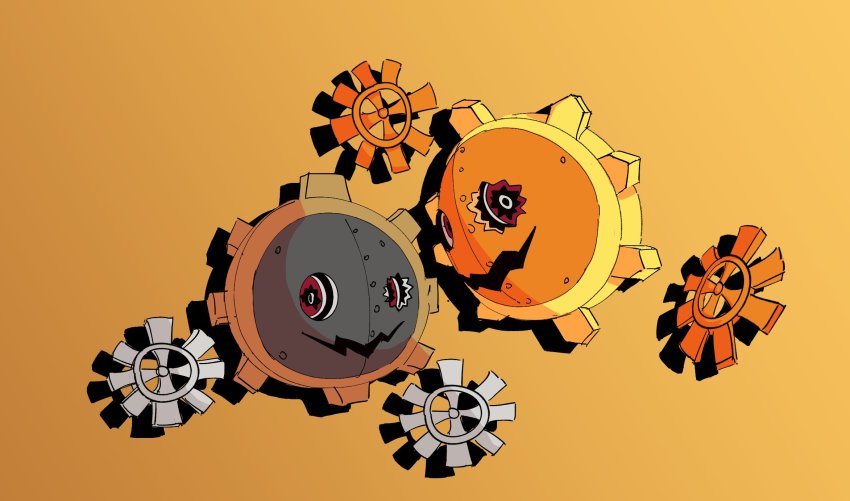 digimon gear hagurumon highres looking_at_viewer red_eyes robot smile solarmon