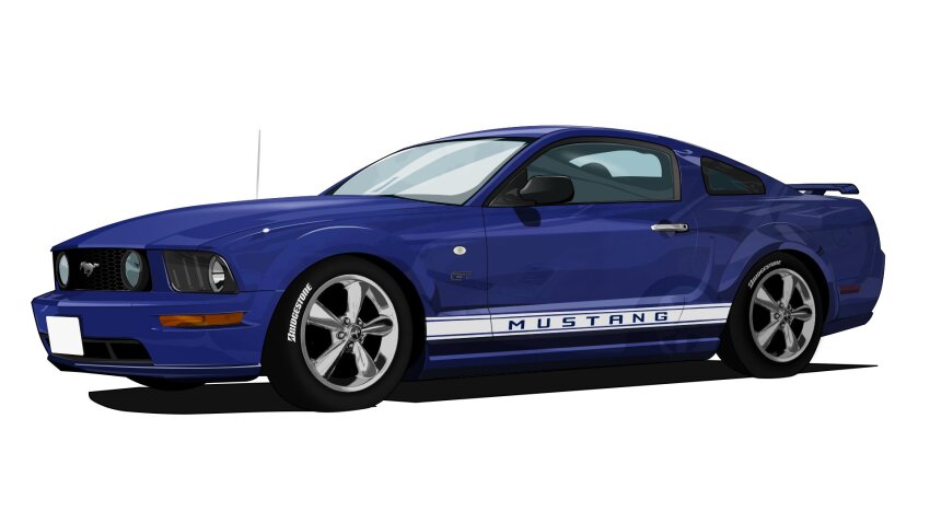 blue_car car ford_mustang ford_mustang_s197 highres kaiware motor_vehicle no_humans original shadow simple_background sports_car vehicle_focus white_background