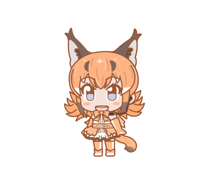 1girl caracal_(kemono_friends) caracal_ears caracal_girl caracal_tail ef63_11 kemono_friends kemono_friends_pavilion kemono_friends_v_project long_hair looking_at_viewer orange_hair simple_background solo virtual_youtuber