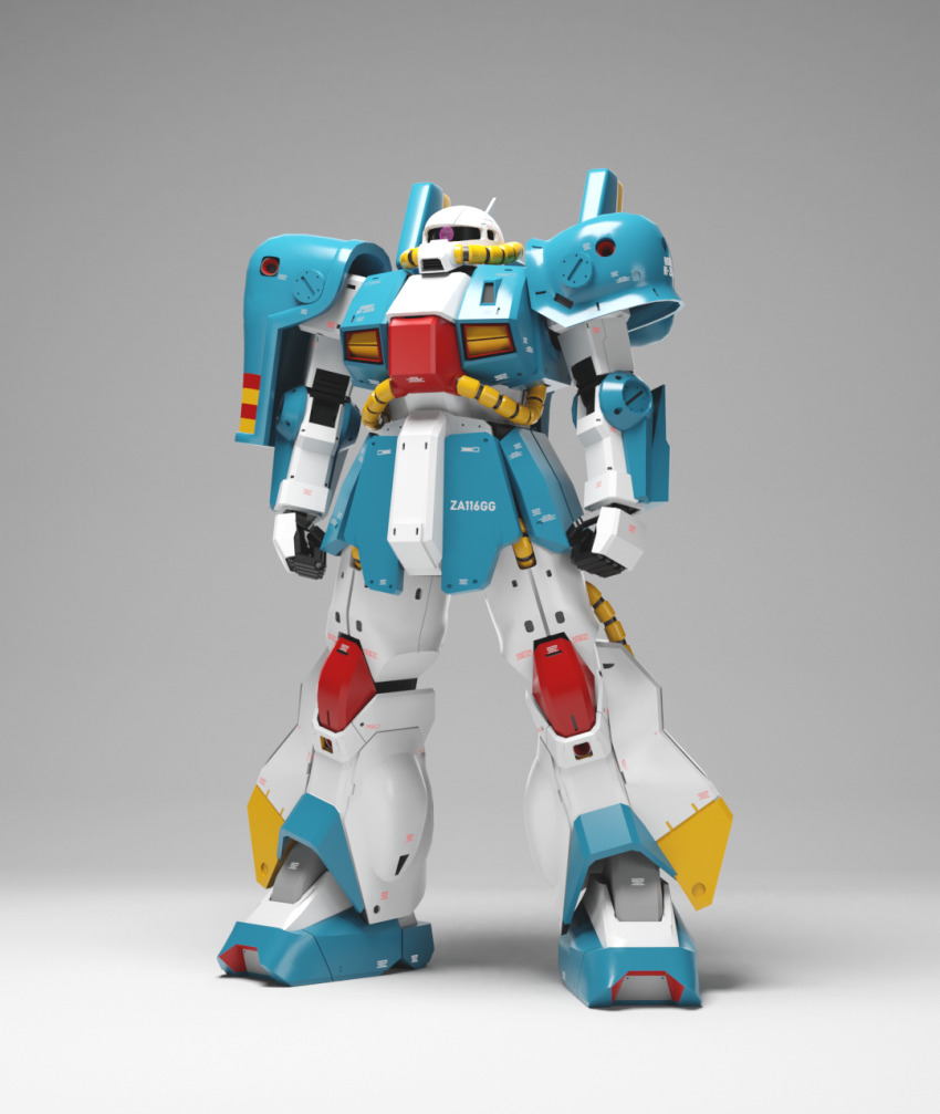 3d cable char&#039;s_counterattack color_variation commentary_request exposed_internal_machinery gassan_(7nan8ku) gradient_background grey_background gundam highres hizack hobby_hizack machinery mecha mecha_focus mobile_suit one-eyed radio_antenna realistic redesign robot science_fiction thrusters vernier_thrusters