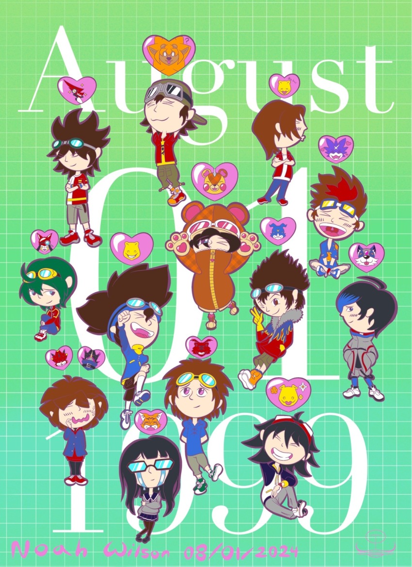 agumon agumon_(digimon_savers) akashi_tagiru amanokawa_hiro appmon betelgammamon daimon_masaru_(digimon_savers) digimon digimon_(creature) flamon gatchmon guilmon gulusgammamon gumdramon highres kanbara_takuya kudou_taiki loogamon matsuda_takato meicoomon mochizuki_meiko momotsuka_takuma monzaemon monzaemon_x-antibody motomiya_daisuke nagasumi_eiji shinkai_haru shoutmon v-mon yagami_taichi