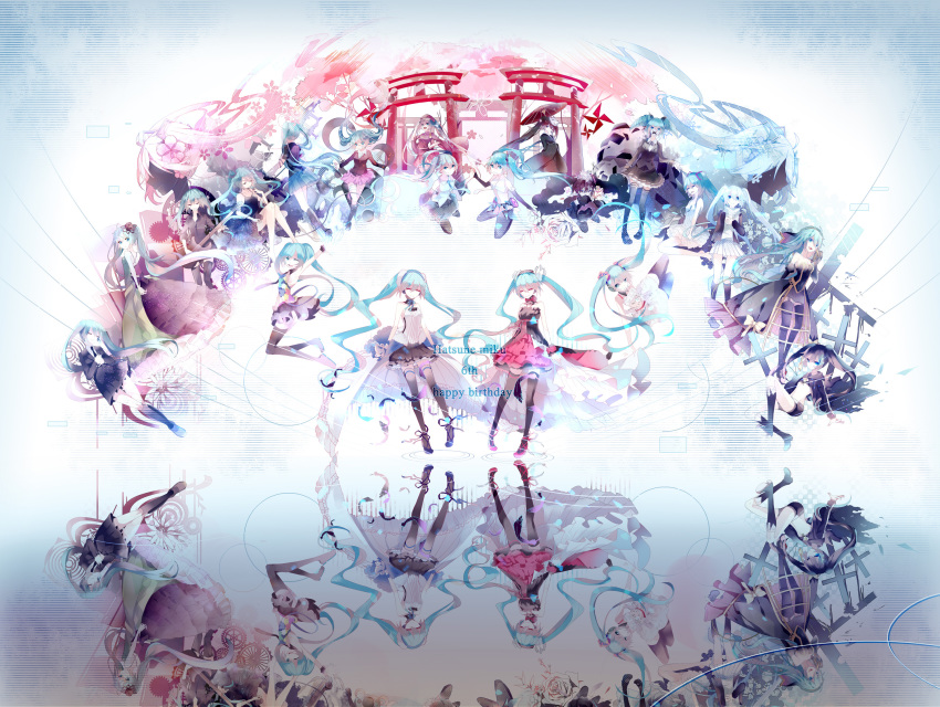 10s 7th_dragon 7th_dragon_(series) 7th_dragon_2020 7th_dragon_2020-ii bad_id bad_pixiv_id bandages bandaid black_rock_shooter black_rock_shooter_(character) boots bridal_gauntlets character_name closed_eyes cross detached_sleeves dress eien_ni_shiawase_ni_naru_houhou_mitsukemashita_(vocaloid) elbow_gloves electric_guitar flag floating_hair flower fox_mask from_behind garter_straps gears gloves guitar hair_flower hair_ornament hajimete_no_koi_ga_owaru_toki_(vocaloid) hand_on_own_hip happy_birthday hat hatsune_miku hatsune_miku_(append) hatsune_miku_(saihate) hatsune_miku_(siren) headphones highres himitsu_keisatsu_(vocaloid) holding_hands instrument japanese_clothes kimono kneehighs kochira_koufuku_anshin_iinkai_desu_(vocaloid) koi_wa_sensou_(vocaloid) long_hair looking_back mamenomoto mask megaphone microphone mouth_mask multiple_boys multiple_girls musunde_hiraite_rasetsu_to_mukuro_(vocaloid) necktie nisoku_hokou_(vocaloid) oil-paper_umbrella one_eye_closed open_mouth peaked_cap pigeon-toed redial_(vocaloid) reflection revision rolling_girl_(vocaloid) saihate_(vocaloid) sakura_miku scarf senbon-zakura_(vocaloid) shinkai_shoujo_(vocaloid) skirt smile socks songover strapless strapless_dress surgical_mask tell_your_world_(vocaloid) thigh_boots thighhighs torii twintails umbrella very_long_hair vocaloid vocaloid_append wink yuki_miku