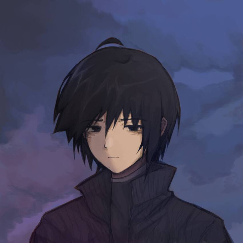 1boy bandaged_neck bandages black_eyes black_hair gitarnayastryna highres mahou_tsukai_no_yoru shizuki_soujuurou solo