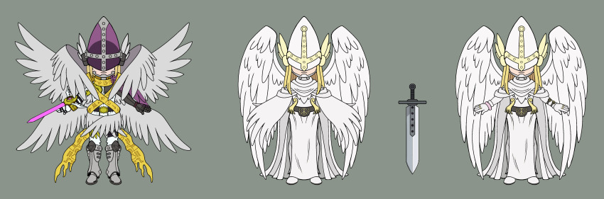 absurdres belt digimon energy_sword highres holyangemon holyangemon_priest_mode mask sword weapon wings