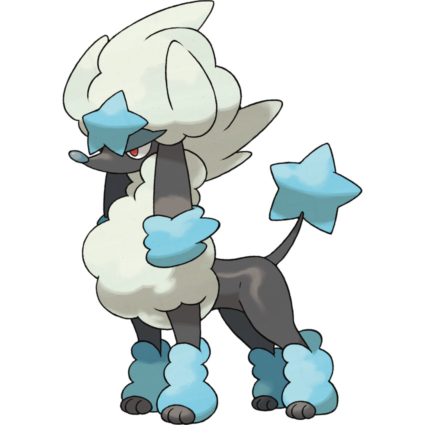alternate_form animal_focus artist_request dog full_body furfrou furfrou_(star) gen_6_pokemon highres nintendo no_humans official_art pokemon pokemon_(creature) pokemon_focus pokemon_xy red_eyes solo third-party_source transparent_background