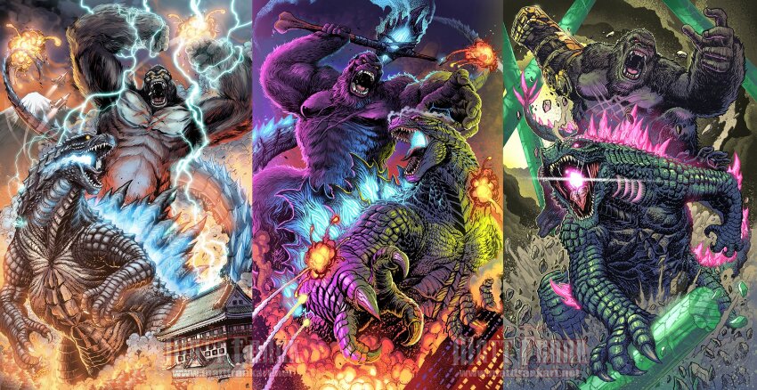 aircraft airplane animal animal_ears ape atami_castle atomic_breath axe b.e.a.s.t._glove battle battle_axe bioluminescence blood blue_eyes blue_spine bone bone_axe bone_weapon brown_eyes building burning_axe castle cave city claws cloud crossover crystal destruction dinosaur elbow_blade elbow_spikes electricity electroshock_weapon energy epic explosion fangs fighter_jet fire flaming_weapon fusion gauntlets giant giant_monster gills gloves glowing glowing_axe glowing_eyes glowing_gills glowing_mouth glowing_spikes glowing_veins glowing_weapon godzilla godzilla:_king_of_the_monsters godzilla_(2014) godzilla_(monsterverse) godzilla_(series) godzilla_evolved godzilla_vs._kong godzilla_x_kong:_the_new_empire gorilla highres holding holding_axe holding_weapon jaw kaiju king_kong king_kong&#039;s_battle_axe king_kong_(series) king_kong_vs._godzilla kong:_skull_island kong_(monsterverse) legendary_pictures long_tail matt_frank military military_vehicle missile monkey_ears monster monsterverse mount_fuji mountain mouth_beam muscular muscular_male neon_trim no_humans open_mouth orange_eyes oversized_animal pagoda pectorals pink_eyes plasma real_world_location red_eyes reptile reptilian scales scar scar_on_chest scar_on_stomach science_fiction sea_monster sharp_teeth sky smoke spiked_tail spikes spines steam tail teeth thagomizer toho tongue underground veins warner_bros weapon yellow_eyes