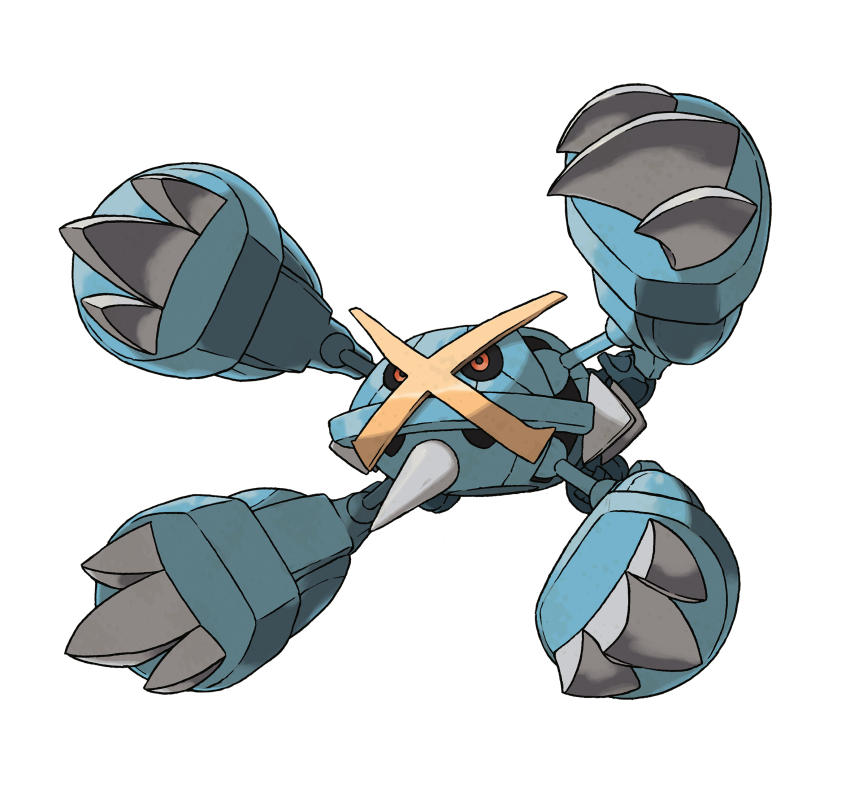 artist_request black_sclera check_artist claws colored_sclera full_body gen_3_pokemon highres mega_metagross mega_pokemon metagross nintendo official_art pokemon pokemon_(creature) pokemon_focus pokemon_oras red_eyes simple_background solo sugimori_ken third-party_source white_background