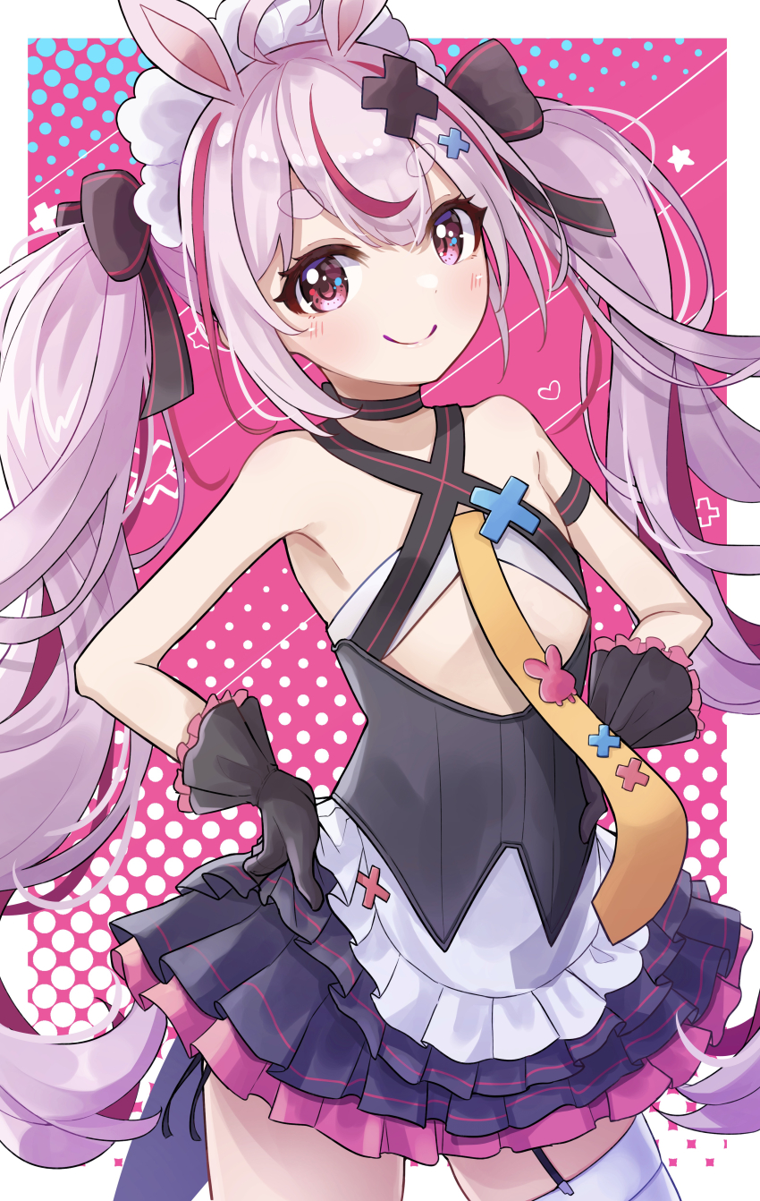 absurdres blush child highres indie_virtual_youtuber purple_eyes purple_hair rabbit_ears ribbon shun smile tomari_mari