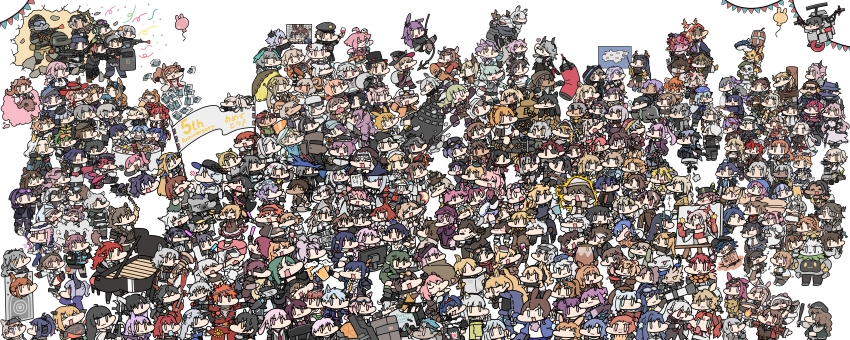 6+boys 6+girls a_deer_of_nine_colors absurdres ace_(arknights) amiya_(arknights) angelina_(arknights) animal animal_ears animal_on_head anniversary annotation_request ansel_(arknights) antlers arknights ash_(rainbow_six_siege) ashlock_(arknights) balloon baseball_bat beagle_(arknights) beehunter_(arknights) beer_mug black_bow black_cat black_eyes black_gloves black_hair blonde_hair blue_eyes blue_hair blush bow bow_(music) boxing_gloves breasts brown_eyes brown_hair cake camera can candy candy_hair_ornament cat character_request chibi chocolate chocolate_bar cleavage closed_eyes closure_(arknights) commentary_request confetti controller conviction_(arknights) cosplay cuora_(arknights) cup cupcake dobermann_(arknights) doctor_(arknights) dolly_(arknights) donut drink_can drinking_glass dumbbell durin_(arknights) ear_piercing earthspirit_(arknights) easel ela_(rainbow_six_siege) ethan_(arknights) everyone exusiai_(arknights) eyepatch facial_hair fartooth_(arknights) feater_(arknights) felyne ferret fish flametail_(arknights) food food-themed_hair_ornament food_in_mouth frying_pan game_controller glasses gloves goatee goggles goggles_on_head grand_piano green_bow green_eyes green_hair grey_eyes grey_hair gun hair_bow hair_ornament hair_over_one_eye hairband hand_fan handgun hat hat_bow hat_feather hat_tip headphones heart heterochromia hibiscus_(arknights) highres ho&#039;olheyak_(arknights) holding holding_baseball_bat holding_bow_(music) holding_camera holding_candy holding_controller holding_dumbbell holding_fan holding_food holding_frying_pan holding_game_controller holding_gun holding_magnifying_glass holding_microphone holding_newspaper holding_spray_can holding_teapot holding_weapon honeypot horns horse_ears hoshiguma_(arknights) iana_(rainbow_six_siege) incredibly_absurdres infection_monitor_(arknights) instrument jessica_(arknights) jigsaw_puzzle justice_knight_(arknights) kal&#039;tsit_(arknights) knee_pads kroos_(arknights) lappland_(arknights) lava_(arknights) lens_(arknights) lollipop luo_xiaohei luo_xiaohei_(cat) luo_xiaohei_zhanji magnifying_glass may_(arknights) mayer_(arknights) meeboo_(arknights) microphone monocle monster_hunter_(series) mug multiple_boys multiple_girls mushroom musical_note mustache necktie newspaper nian_(arknights) nine-colored_deer nose_bubble on_head one_eye_closed onigiri open_mouth orange_hair originium_slug_(arknights) peacake_(arknights) peacake_(arknights)_(cosplay) piano piercing pink_hair pointy_ears popsicle popsicle_in_mouth punching_bag purple_hair puzzle rabbit_ears rainbow_six_siege red_eyes red_hair rice roasted_sweet_potato robot scene_(arknights) sheep_horns skadi_(arknights) skateboard smile soda_can sora_(arknights) spray_paint stethoscope sunglasses surfboard suttobi sweet_potato swire_(arknights) swirl_lollipop swivel_chair swordfish talulah_(arknights) tape_measure teacup teapot telescope terra_research_commission_(arknights) texas_(arknights) tinted_eyewear tongue tongue_out u-official_(arknights) v w_(arknights) waai_fu_(arknights) warfarin_(arknights) weapon white_eyes white_hair wild_mane_(arknights) wine_glass witch_hat wolf_ears yellow_eyes