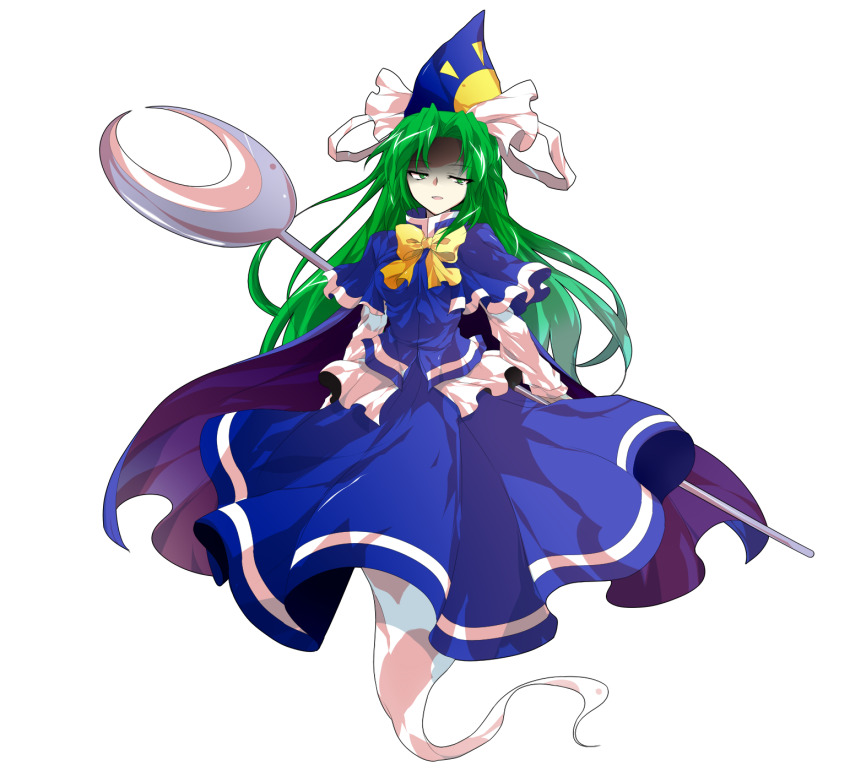 1girl alphes_(style) blue_capelet blue_hat blue_skirt blue_vest bow breasts cape capelet commentary_request dairi frilled_shirt frills full_body ghost_tail green_eyes green_hair half-closed_eyes hat highres large_variant_set long_hair long_skirt long_sleeves mima_(touhou) neck_ribbon parody parted_lips ribbon shaded_face shirt skirt smile solo staff style_parody tachi-e touhou touhou_(pc-98) transparent_background variant_set very_long_hair vest white_shirt white_sleeves wizard_hat yellow_bow yellow_ribbon