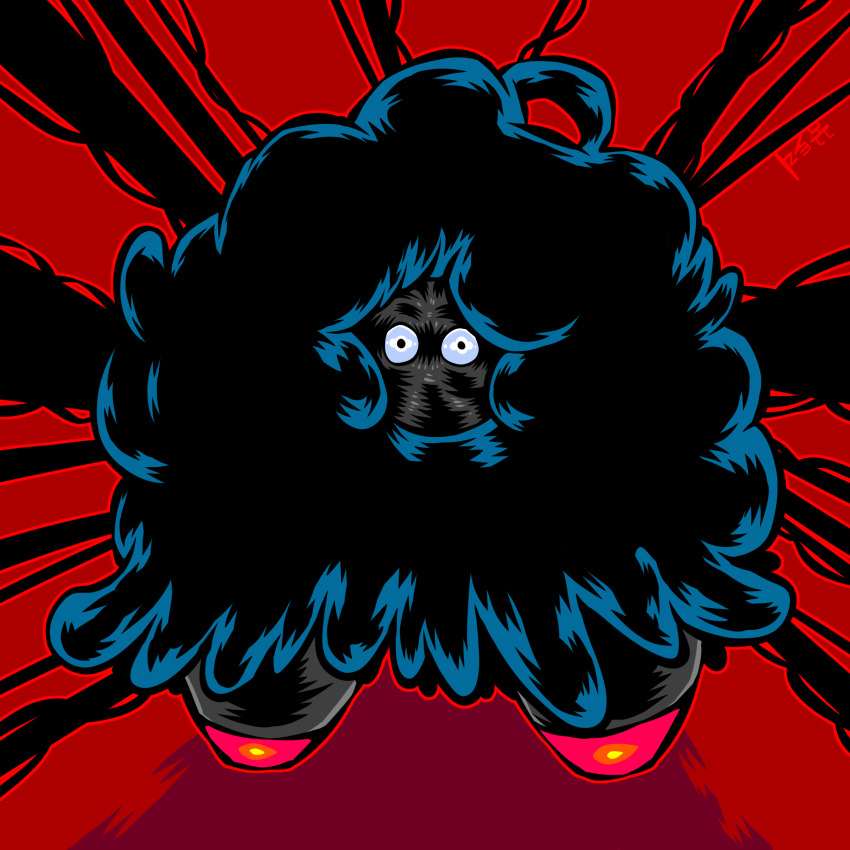 absurdres bidul_(bidul72476120) creature expressionless gen_4_pokemon head_wreath highres looking_up nintendo no_humans plant plant_monster pokemon pokemon_(creature) red_background shaded_face solo standing tangrowth tentacles