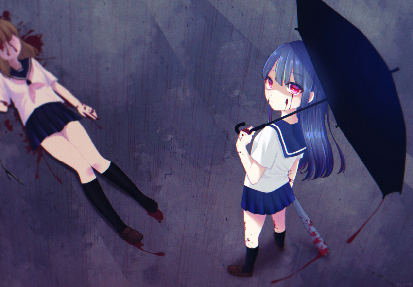 2girls baseball_bat guro multiple_girls murder original ryona tagme yuyuzuki_(yume_usagi)