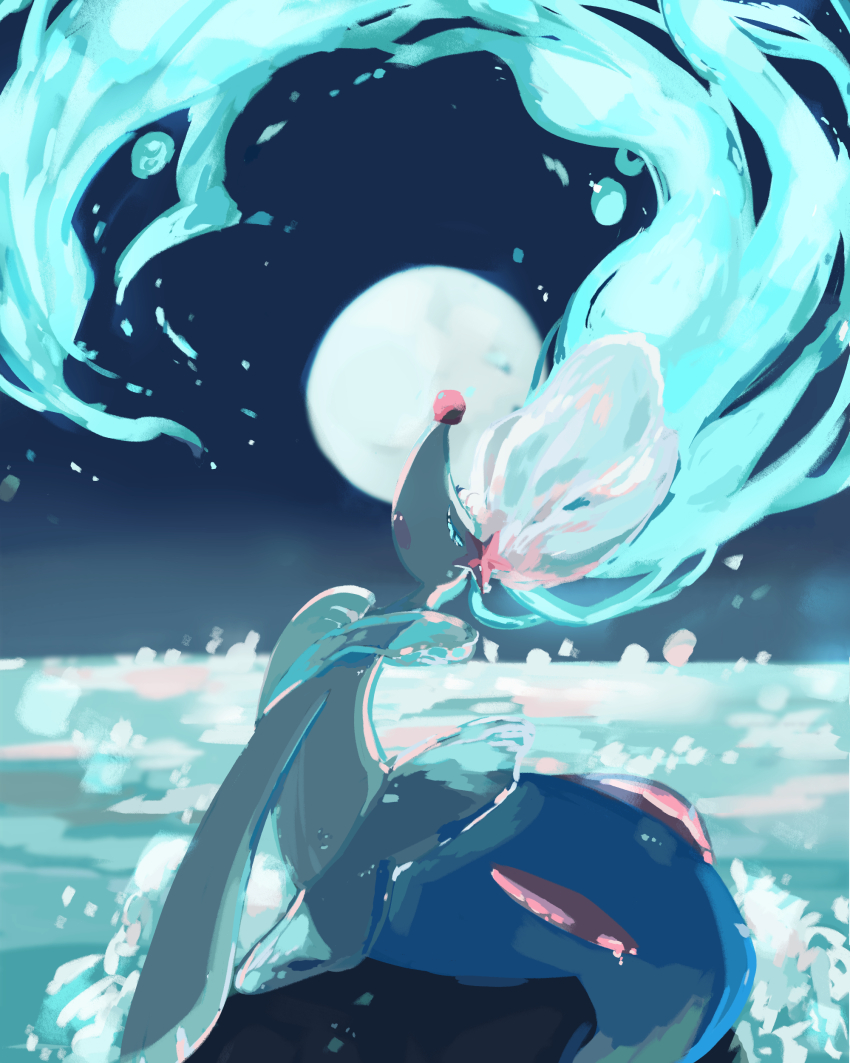 1girl absurdres bad_tag blue_hair bubble closed_eyes colored_eyelashes draw_pann33 floating_hair full_body full_moon furry furry_female gem gen_7_pokemon hair_ornament helmet highres long_hair looking_to_the_side mermaid monster_girl moon multi-tied_hair music nintendo ocean open_mouth outdoors pearl_(gemstone) pearl_hair_ornament pokemon pokemon_(creature) primarina sea_lion singing snout solo starfish_hair_ornament water