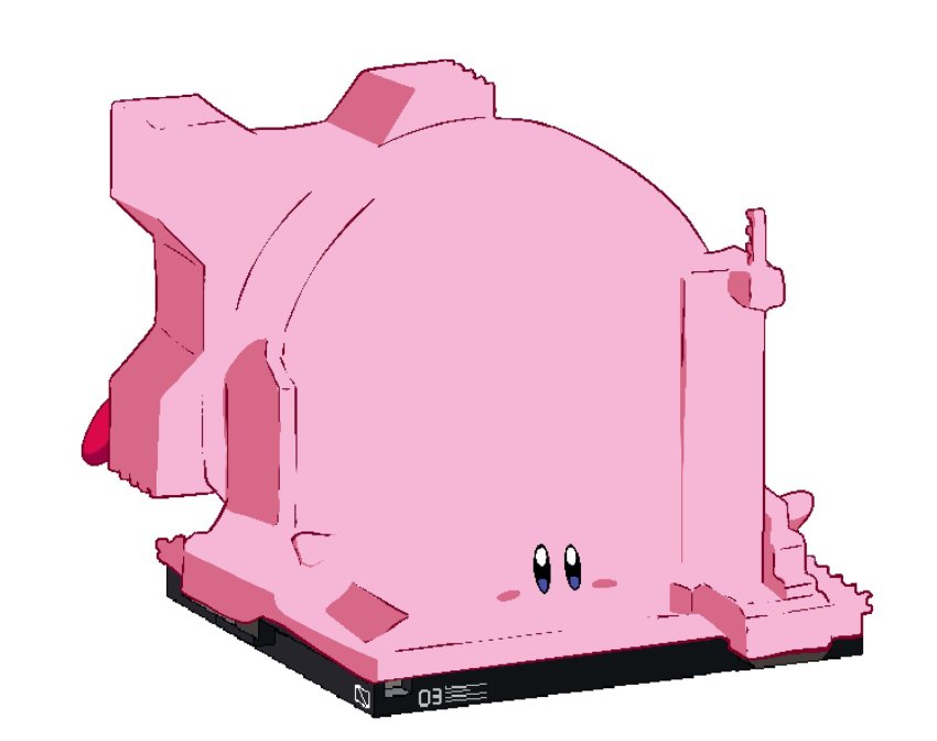 blue_eyes blush colored_skin fukouna_shoujo_03 highres kirby kirby_(series) kirby_and_the_forgotten_land meme mouthful_mode nintendo no_humans parody pink_skin simple_background sludgetoons white_background