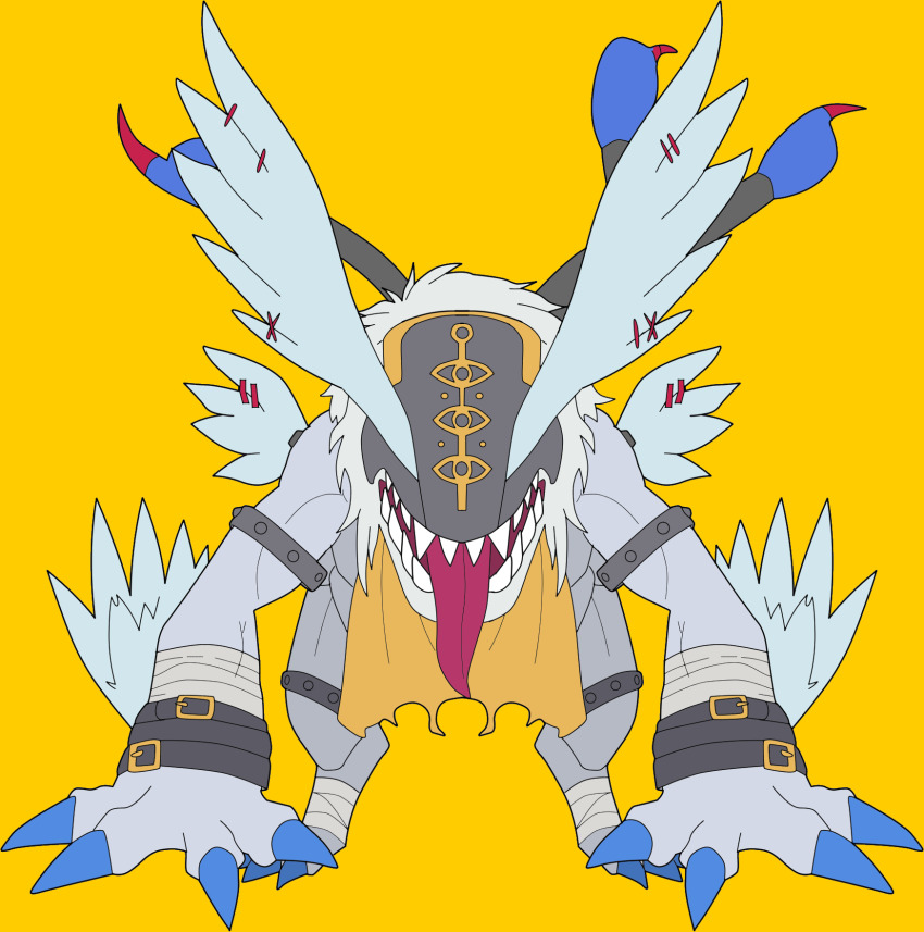 digimon digimon_(creature) highres manticoremon sharp_teeth solo teeth tongue tongue_out