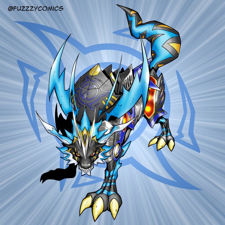 1other absurdres crests_(digimon) digimon digimon_(creature) digimon_adventure_02 fuzzzycomics highres lighdramon oridigi original other_focus solo tail