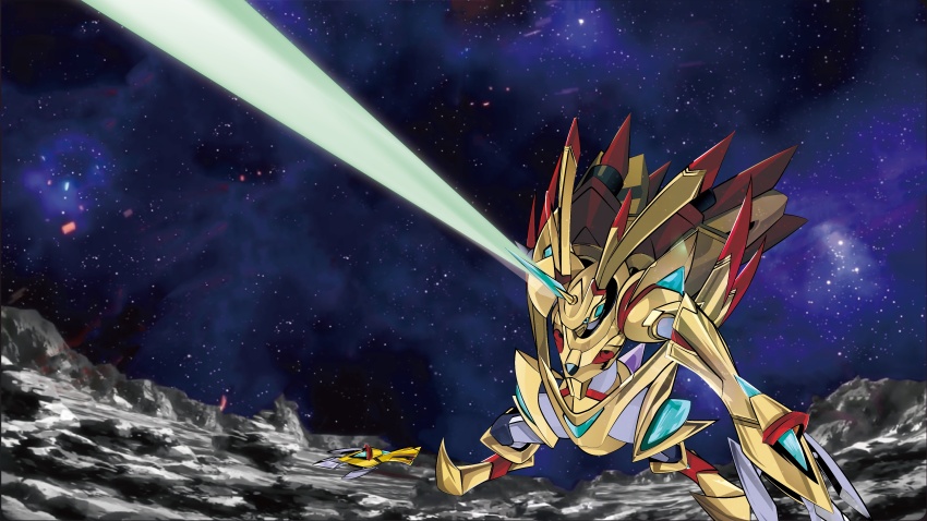 absurdres armor digimon digimon_(creature) highres horns rapidmon_(armor) rapidmon_x-antibody solo space
