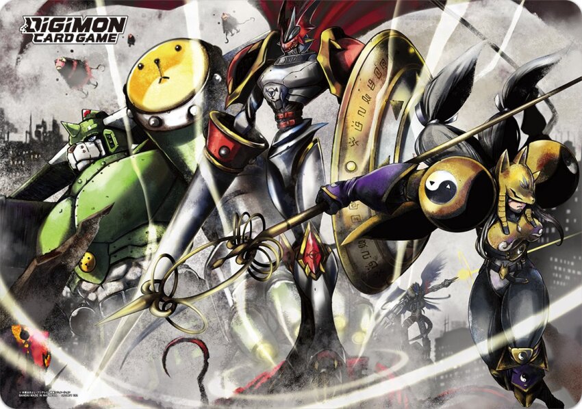 armor beelzebumon beelzebumon_blast_mode d-reaper d-reaper_adr-03 digimon digimon_(creature) dukemon fox_mask long_hair mask saintgalgomon sakuyamon yin_yang