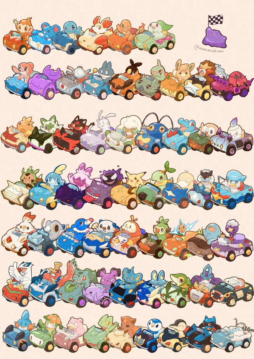 :3 antennae artist_name beak bird black_eyes blue_hair blue_skin brown_eyes bug bulbasaur car cat charmander checkered_flag chespin chikorita chimchar chinchou closed_mouth cloud colored_skin commentary crocodilian cross-shaped_pupils crown curled_horns cyndaquil ditto drifloon driving duck entei fangs feathered_wings fennekin fins fire fish flag flower fluffy fox freckles frigibax froakie frog fuecoco gastly gen_1_pokemon gen_2_pokemon gen_3_pokemon gen_4_pokemon gen_5_pokemon gen_6_pokemon gen_7_pokemon gen_8_pokemon green_fur green_hair grookey head_fins highres ho-oh holding holding_flag horns larvitar legendary_pokemon lilligant litten litwick lugia magnemite marill monkey motor_vehicle mudkip munchlax nintendo no_humans one-eyed one_eye_closed open_mouth orange_fur oshawott owl pawmi penguin pig pikachu pink_skin piplup pokemon pokemon_(creature) popplio psyduck purple_fire quagsire quaxly rabbit race_vehicle racecar raikou red_eyes riolu rotom rotom_(normal) rowlet scorbunny sea_lion shinx simple_background sliggoo slime_(substance) slowpoke slug smile snivy snout snubbull sobble solid_oval_eyes sprigatito squirtle suicune swablu symbol-only_commentary symbol-shaped_pupils tatsugiri tatsugiri_(curly) teeth tepig thumbs_up tinkaton torchic totodile treecko turtwig twitter_username tynamo venipede vulpix whimsicott white_background white_fur white_skin wings yellow_eyes yellow_skin zozozoshion