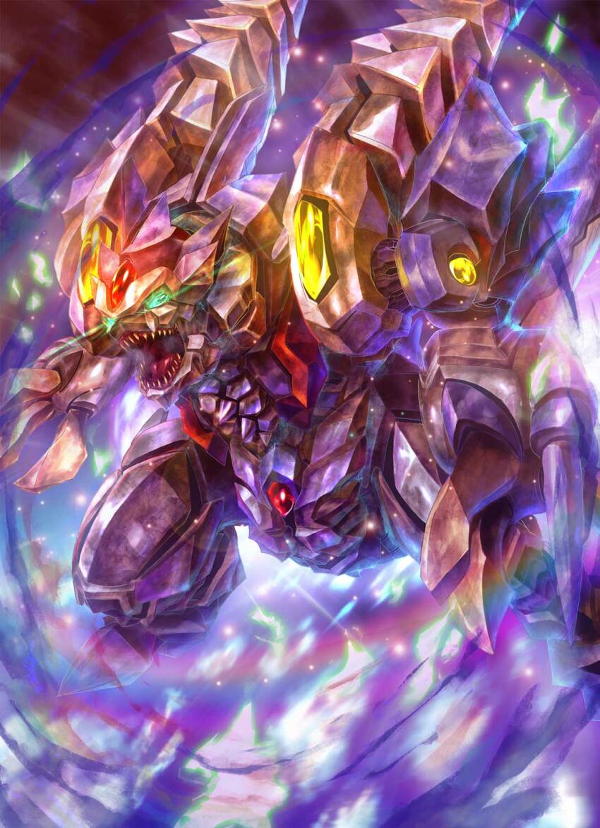 armor claws dragon energy flying glowing glowing_eyes green_eyes highres lombardia_(wild_arms) no_humans open_mouth sharp_teeth solo teeth tongue uungunover wild_arms wild_arms_3