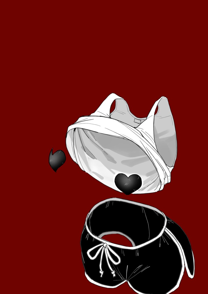 1girl absurdres clothes_focus clothes_lift heart_pasties highres invisible original pasties red_background shirt_lift shorts solo tadd_(tatd)