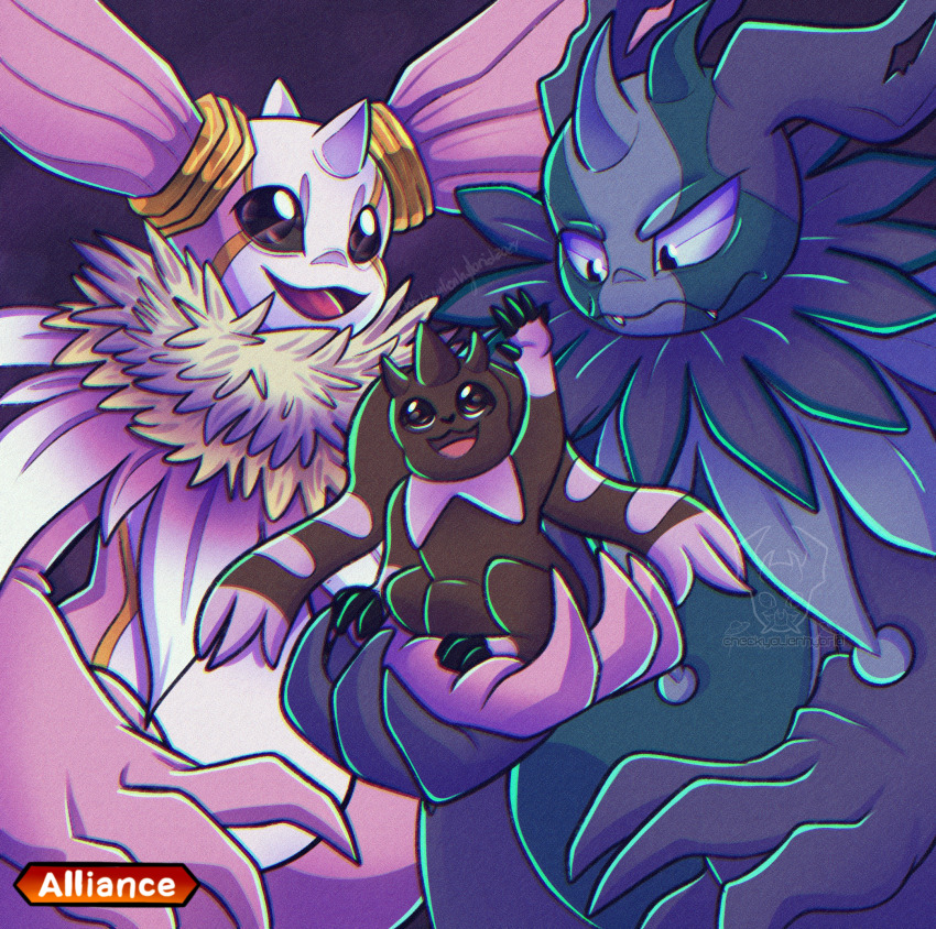 cherubimon cherubimon_(vice) cherubimon_(virtue) digimon digimon_(creature) highres holy_ring horns looking_at_viewer lopmon smile