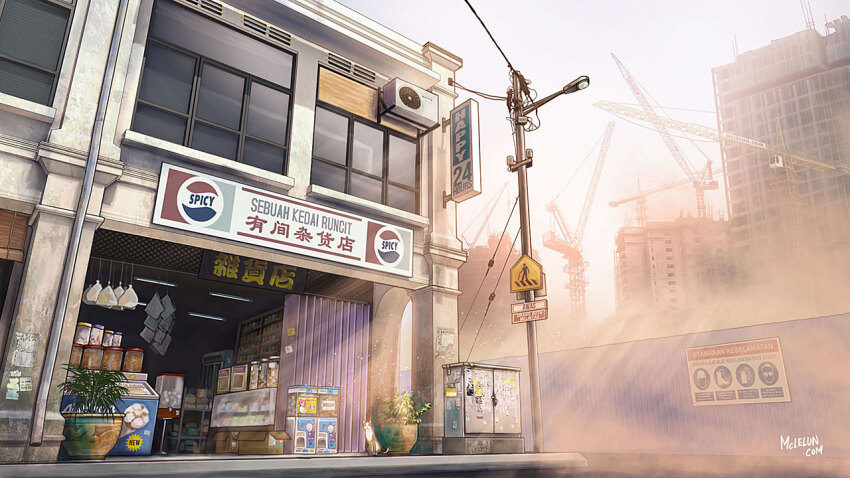 building crowded road sign store_sign street window