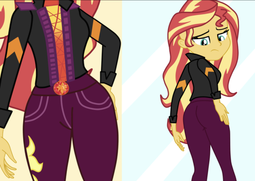 ass equestria_girls gmaplay hand_on_own_hip looking_at_ass mirror mirror_reflection my_little_pony:_equestria_girls my_little_pony:_friendship_is_magic sunset_shimmer