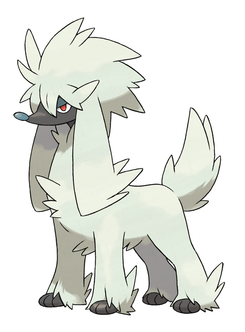 animal_focus artist_request dog full_body furfrou furfrou_(natural) gen_6_pokemon half-closed_eyes highres nintendo no_humans official_art pokemon pokemon_(creature) pokemon_focus pokemon_xy red_eyes solo third-party_source transparent_background