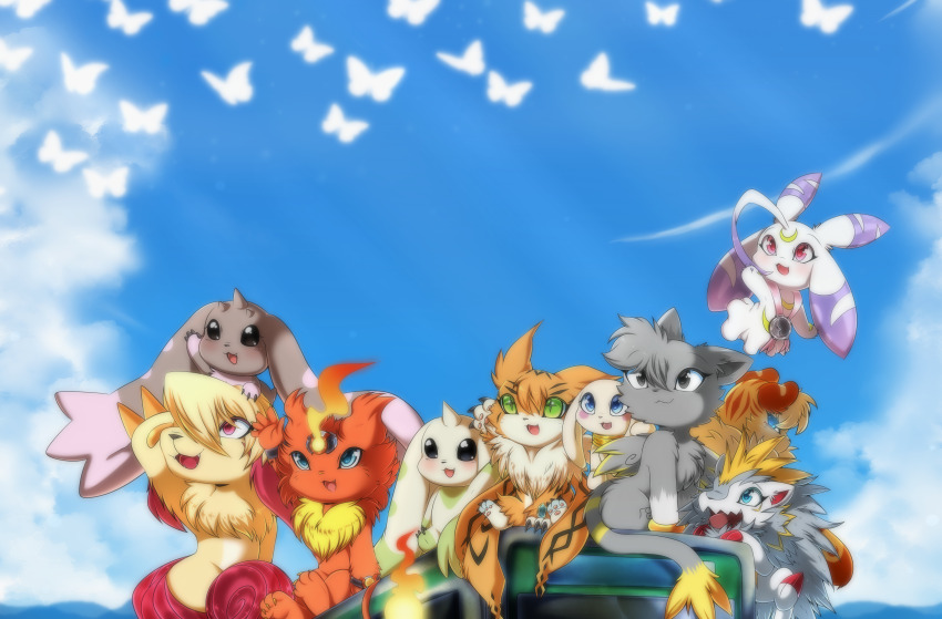 absurdres coronamon digimon herissmon highres labramon lopmon lunamon meicoomon plotmon terriermon