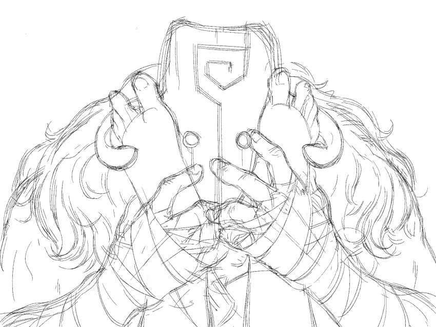 1boy barefoot dota_(series) dota_2 feet female_pov foot_focus greyscale highres juggernaut_(dota) lineart looking_at_viewer monochrome popisya pov self-upload simple_background sketch smelling smelling_feet solo_focus unfinished