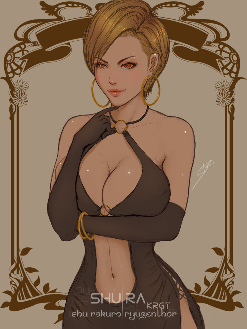 1girl breasts dark-skinned_female dark_skin dead_or_alive highres large_breasts lisa_hamilton short_hair