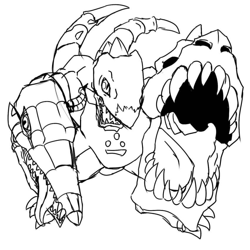 deltamon digimon digimon_(creature) highres open_mouth simple_background solo tongue tongue_out white_background
