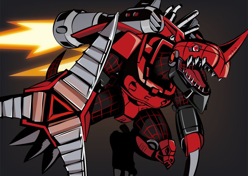 chaosdramon claws digimon digimon_(creature) dragon highres robot sharp_teeth solo teeth