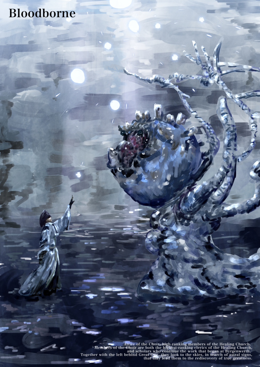 1girl absurdres bloodborne ebrietas_daughter_of_the_cosmos fromsoftware helmet highres monster_girl robe valtor