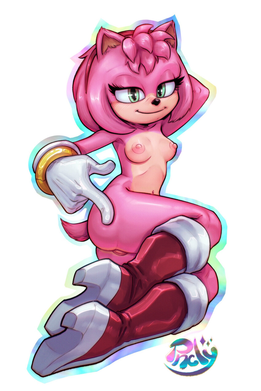 1girl amy_rose arm_behind_head armpits bad_tag boots boots_only breasts colored_skin curvy female female_focus finger_on_ass finger_on_butt furry furry_female gloves green_eyes hairband leather leather_boots looking_at_viewer medium_hair multicolored_fur naughty_face one_arm_behind_head original_film paramount_pictures perky_breasts phenecly pink_fur pink_hair pink_skin pointing pointing_at_ass pointing_at_self ribs seductive_face seductive_smile sega shiny_skin short_tail smile solo sonic_(live_action) sonic_(series) sonic_the_hedgehog_(film) sonic_the_hedgehog_3_(2024) sonic_the_hedgehog_3_(film) suggestive_gesture tail white_background white_gloves