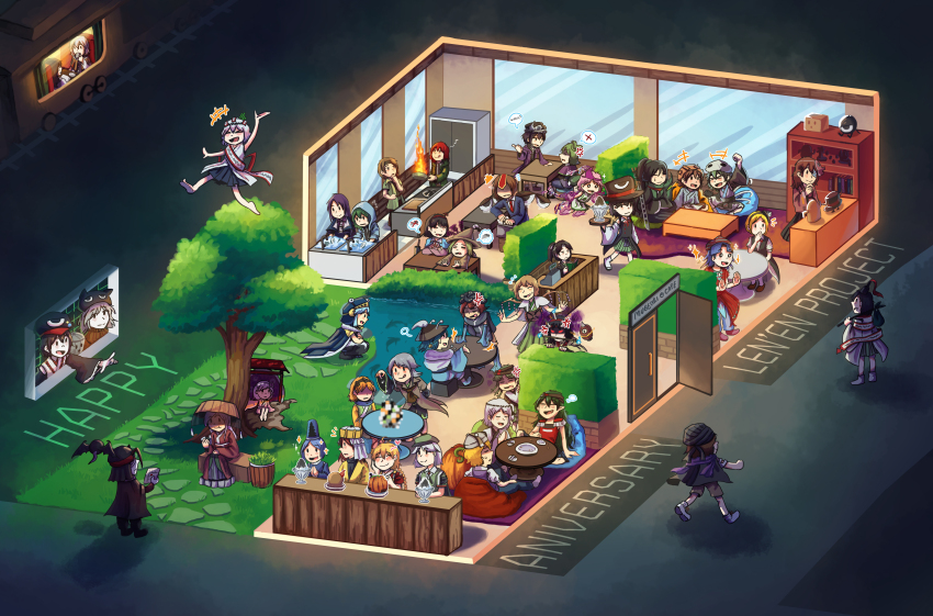 &gt;_&lt; +++ 2girls 6+others :q :t ? ^^^ ^_^ absolutely_everyone absurdres adagumo_no_saragimaru adagumo_no_yaorochi ajirogasa amanomiya_jun amanomori_shou ametsukana_yago androgynous anger_vein animal_ear_headwear animal_ears animal_helmet anniversary antenna_hair antennae apron armor arrow_print ascot azuma_kaisen badge bandage_over_one_eye bandana bare_arms bean_bag beanie black_bandana black_cape black_cloak black_coat black_eyes black_footwear black_hair black_hairband black_hakama black_headband black_headwear black_pants black_shirt black_shorts black_skirt black_sleeves black_veil black_vest blonde_hair blue_cape blue_capelet blue_eyes blue_footwear blue_gloves blue_hair blue_hakama blue_headwear blue_hood blue_jacket blue_kimono blue_pants blue_skirt blue_sleeves blue_thighhighs blunt_ends blush book book_of_the_cafe bookshelf booth_seating boots bow bowtie braid breastplate briefcase brown-framed_eyewear brown_ascot brown_capelet brown_coat brown_dress brown_footwear brown_hair brown_hakama brown_headband brown_headwear brown_jacket brown_kimono brown_pants brown_shorts brown_sleeves brown_sweater burabura burp buttons cabbie_hat cafe cape capelet cash_register cat_ears celeritas_lumen censored censored_food center_frills chewing child cloak closed_eyes closed_mouth coat collar collared_cape collared_coat collared_jacket collared_shirt cooking copyright_name covering_own_mouth crossed_arms crown cup cutting_board darkness detached_sleeves dice_hair_ornament dishwashing door dress drinking eating elbow_gloves elbow_on_table energy_wings english_text enraku_tsubakura epaulettes everyone expressionless eye_of_senri fake_animal_ears fire fish fist_pump flying_sweatdrops food fork frilled_apron frilled_headwear frilled_sleeves frills from_behind fruit fujiwara_no_iyozane fujiwara_no_shirogane_no_sanra full_body gloves goggles goggles_on_head green_dress green_hair green_hakama green_headwear green_jacket green_kimono green_scarf green_skirt green_sleeves grey_eyes grey_hair grey_hakama grey_headwear grey_skirt grey_vest grin hair_ornament hair_rollers hairband hakama hakama_short_skirt hakama_skirt hand_on_own_chin hand_on_own_hip hands_on_table haniwa_(statue) haru_(len&#039;en) hat hat_pin hat_ribbon head_mirror headband headgear heart heart_antenna_hair helmet high_ponytail highres holding holding_book holding_briefcase holding_cup holding_paper holding_stick holding_sword holding_tray holding_weapon hood hood_down hood_up hooded_jacket houlen_yabusame indoors jacket jacket_on_shoulders japanese_clothes jinbei_(clothes) jinbei_(len&#039;en) kariginu kashiwagi_kaoru katano_sukune kesa_kujiru kimono kitsugai_sese knife kokutenshi_hibaru kurohebi kuzu_suzumi layered_sleeves leaning_forward len&#039;en light_frown long_hair long_skirt long_sleeves low_twin_braids mask mask_on_head military_hat military_uniform mirror mitsumo mob_cap moritake_medias mosaic_censoring mug multiple_girls multiple_others multiple_tails musical_note neck_ribbon necktie nilu_(len&#039;en) noh_mask o_o ofuda ofuda_on_clothes ogata_garaiya one-eyed one_side_up ooama_no_ake_no_mitori ooya_kunimitsu open_book open_clothes open_coat open_door open_jacket open_mouth orange_(fruit) orange_hair orange_headwear orange_slice other_focus outdoors outstretched_arm outstretched_arms own_hands_together pale_skin pants paper para_(len&#039;en) penguin_hat pink_hair pink_kimono pink_shirt pink_shoes pink_sleeves pink_wings plant plate pointing pointy_ears pointy_hat pond ponytail potted_plant prehensile_tail puffy_short_sleeves puffy_sleeves purple_cape purple_capelet purple_hair purple_jacket purple_kimono purple_scarf purple_sleeves purple_vest railroad_tracks reading red_bow red_bowtie red_eyes red_footwear red_hair red_hairband red_headwear red_kimono red_mask red_necktie red_ribbon red_scarf red_sleeves rei_(len&#039;en) ribbon ribbon-trimmed_jacket sandals scarf senri_haiji senri_tsurubami shaded_face shaved_ice shidare_hotaru shion_(len&#039;en) shirami_souko shirt shitodo_aoji shitodo_hooaka shitodo_hoojiro shitodo_kuroji shoes short_hair short_kimono short_over_long_sleeves short_ponytail short_sleeves shorts shoulder_pads side_ponytail single_detached_sleeve sink sitting skirt skull-shaped_hat sleeveless sleeveless_coat sleeveless_jacket sleeveless_kimono sleeveless_shirt sleeves_past_fingers sleeves_past_wrists sleeves_rolled_up smile snake_hair_ornament snake_tail socks solid_eyes sparkle speech_bubble split_ponytail spoken_food spoken_x squatting stick stove striped_clothes striped_headwear sweater sword sword_of_kusanagi tabi table tadpole_hat tail taira_no_chouki taira_no_fumikado talking tasouken tate_eboshi teardrop terumi_(len&#039;en) thighhighs tongue tongue_out top_hat torii traditional_bowtie traditional_youkai train trash_can tray tree triangular_headpiece turban turtleneck turtleneck_shirt twin_braids umatachi_tsugumi umbrella_hair_ornament upper_body v-neck v-shaped_eyes veil very_long_hair vest waist_apron walking wavy_mouth weapon webbed_feet webbed_hands white_apron white_ascot white_coat white_collar white_headwear white_jacket white_kimono white_shirt white_shorts white_sleeves white_socks white_veil wide_sleeves wings xeno_a yamanoskk yellow_headwear yellow_jacket zelo_(len&#039;en) zemlja_c_tom zouri zuifeng_tenkai