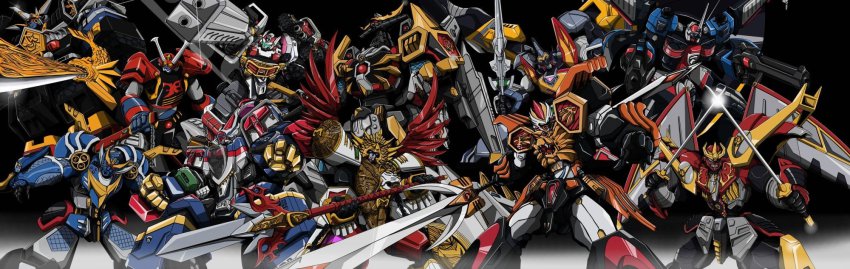 battle_fever_j battle_fever_robo chousei_kantai_sazer-x chouseishin_series dekaranger_robo dekawing_robo dual_wielding genseishin_justikaiser genseishin_justirisers genseishin_ken-riser genseishin_nin-riser gun highres holding katana magiking magilegend mahou_sentai_magiranger mecha monmon_(monban) muteki_shogun ninja_sentai_kakuranger no_humans polearm power_rangers robot ryuuseishin_great-lio sheath shogun_megazord shogunzords spear super_dekaranger_robo super_sentai sword tokusou_sentai_dekaranger weapon wings