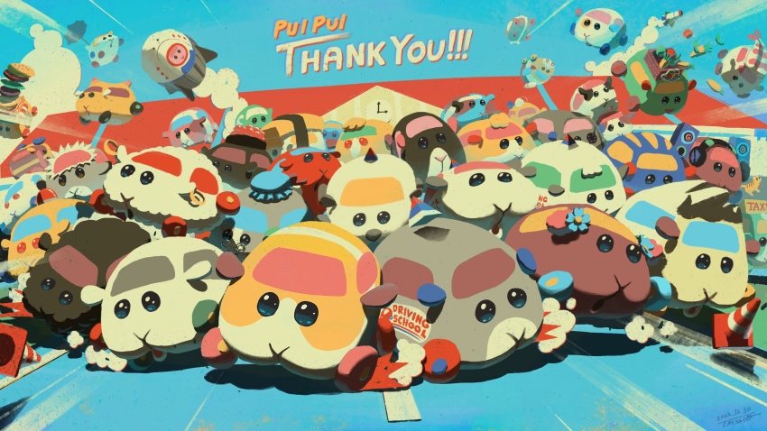 abbey_(pui_pui_molcar) action_molcar ambulance_molcar animal artist_name blue_background cat chai_(pui_pui_molcar) chappy_(pui_pui_molcar) cher_(pui_pui_molcar) choco_(pui_pui_molcar) commentary_request dated dj_molcar drifting du_fu_(pui_pui_molcar) emphasis_lines everyone fuu_(pui_pui_molcar) genie_(pui_pui_molcar) hamburger_molcar highres hii_(pui_pui_molcar) jerry_(pui_pui_molcar) macaroni_(pui_pui_molcar) making-of_available mii_(pui_pui_molcar) misato_tomoki_(mitotoki) molcar moon_buggy_molcar napoli_(pui_pui_molcar) neko_(pui_pui_molcar) no_humans no_lineart patrol_molcar peter_(pui_pui_molcar) popomu_(pui_pui_molcar) postal_molcar potato_(pui_pui_molcar) pui_pui_molcar ringer_(pui_pui_molcar) rocket rose_(pui_pui_molcar) ruby_(pui_pui_molcar) school sea_slug_molcar shadow shiromo_(pui_pui_molcar) signature spacecraft spray_(pui_pui_molcar) sushi_molcar_(ikura) sushi_molcar_(inari) sushi_molcar_(shrimp) sushi_molcar_(tamago) taxi_molcar teddy_(pui_pui_molcar) tenten_(pui_pui_molcar) thank_you tonton_(pui_pui_molcar) traffic_cone vegetable_sales_molcar victoria_(pui_pui_molcar) wasabi_(pui_pui_molcar)