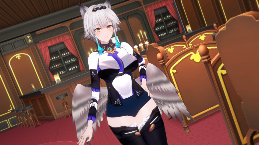 brown_wings feathered_wings front-to-back highres indie_virtual_youtuber kayamori_emma koikatsu low_wings virtual_youtuber white_hair wings yellow_eyes