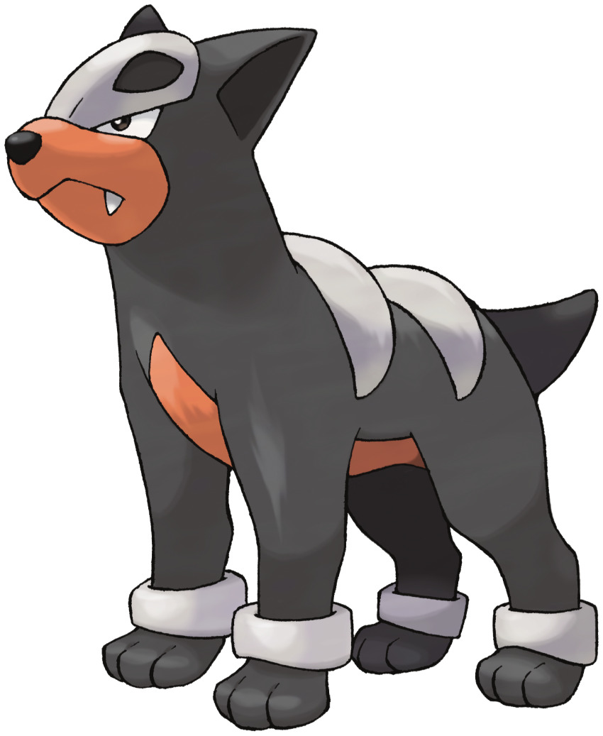 animal_focus closed_mouth fangs full_body gen_2_pokemon highres houndour nintendo no_humans official_art pokemon pokemon_(creature) pokemon_focus pokemon_frlg solo sugimori_ken third-party_source transparent_background v-shaped_eyes