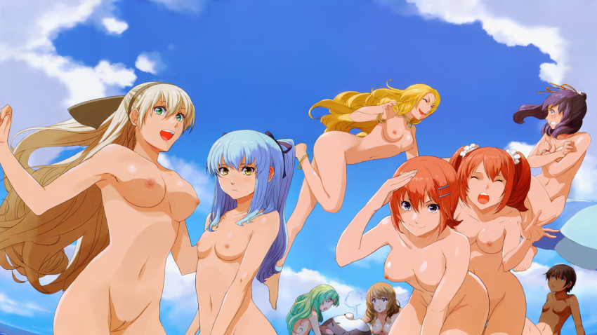 6+girls black_hair blonde_hair blue_hair blush bow bracelet breasts cecile_neues character_request eiyuu_densetsu elie_macdowell enami_katsumi falcom fran_seeker green_eyes green_hair grey_hair groin hair_ribbon hairband highres ilya_platiere jewelry kea_(eiyuu_densetsu) long_hair medium_breasts multiple_girls navel nipples noel_seeker nude nude_filter open_mouth ponytail purple_hair pussy red_hair ribbon rixia_mao short_hair small_breasts third-party_edit tio_plato twintails uncensored yellow_eyes zero_no_kiseki