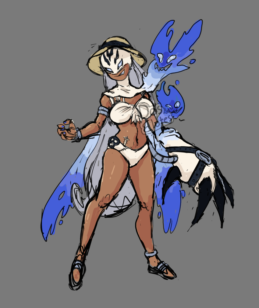 1girl bikini claws digimon highres ladydevimon marindevimon mask original solo swimsuit water