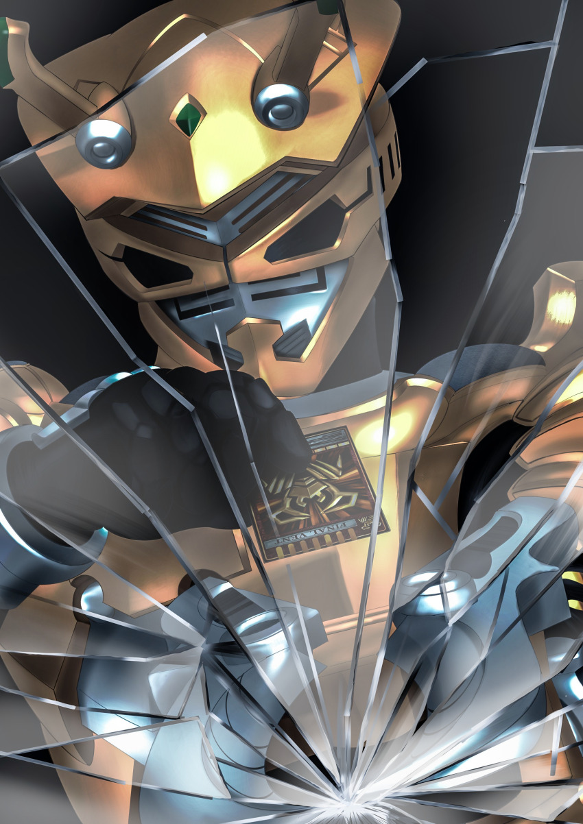 absurdres antennae armor armored_gloves black_background black_bodysuit black_gloves bodysuit breastplate broken broken_glass broken_mirror card claw_(weapon) claws forehead_jewel gem glass gloves green_gemstone helmet highres holding holding_card holding_weapon jewelry kamen_rider kamen_rider_ryuki_(series) kamen_rider_scissors mirror shoulder_armor simple_background tokusatsu tv_asahi user_pjyg3832 visor_(armor) weapon yellow_armor