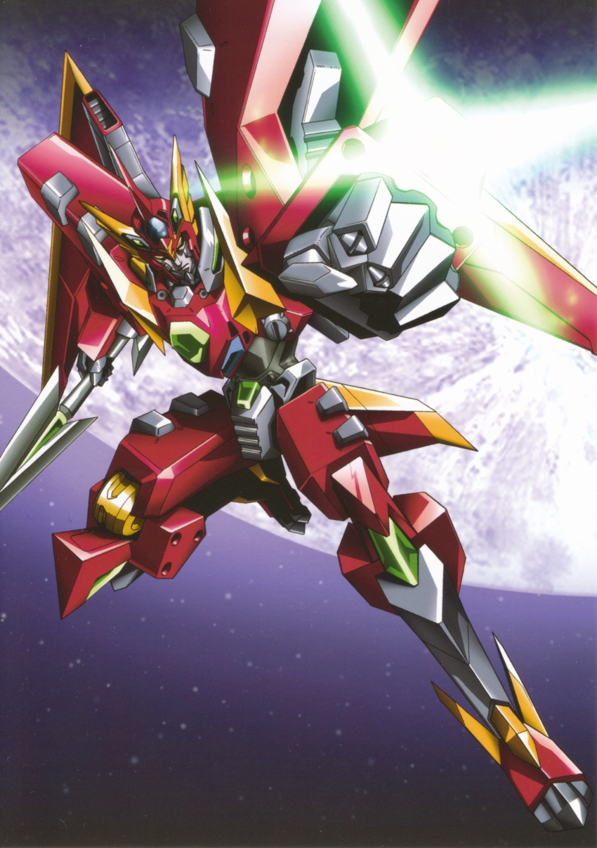00s absurdres dancouga_(series) highres juusou_kikou_dancouga_nova mecha moon official_art oobari_masami r-daigun robot space super_robot