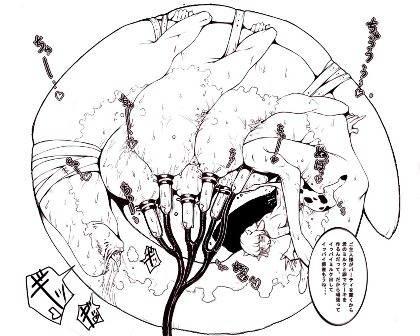 breasts dokumushi extra_breasts huge_breasts lactation large_breasts monster monster_girl multi_limb pixiv_sample restrained text_focus translation_request vaginal