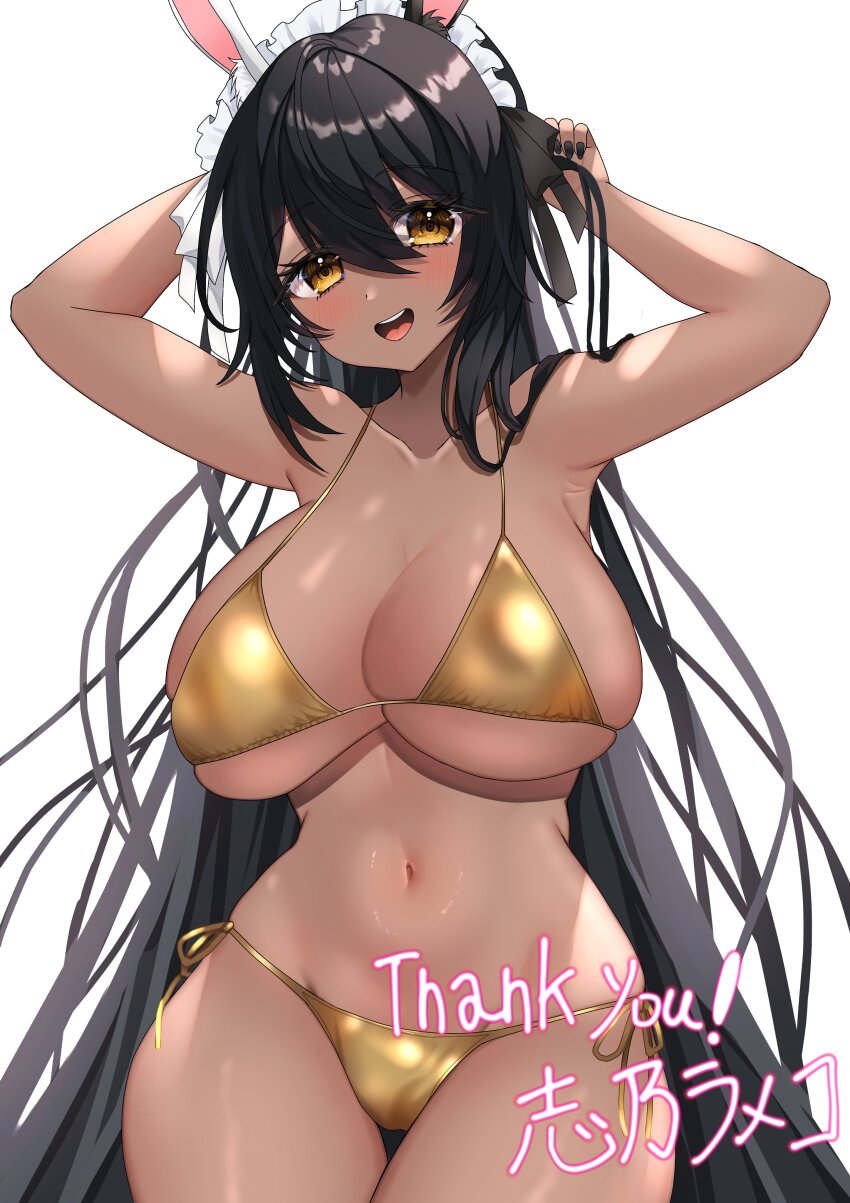 absurdres bikini dark-skinned_female dark_skin highres indie_virtual_youtuber rabbit_ears swimsuit trinity_infinity trinity_infinity